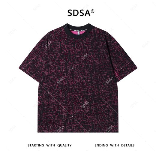 T4157SDSA夏季高级感新款男士美式磨破撞色设计圆领短袖T恤休闲时尚 商品图1