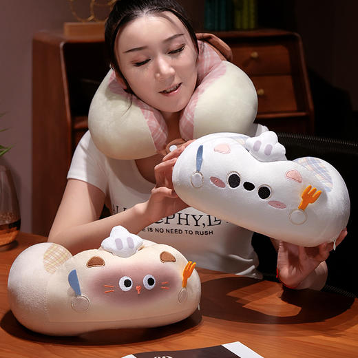 自然醒小厨师格纹系列驼峰U枕飞机睡觉便携式枕头脖子靠枕办公室午睡枕QYL 商品图9