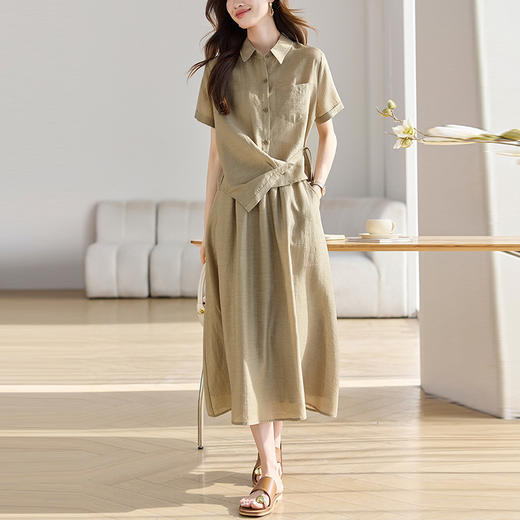 丁摩 天丝休闲连衣裙套装女夏季气质衬衫半身裙两件套5ZF-2571 商品图0