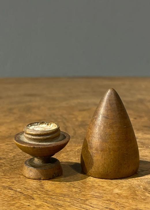 黄杨木雕琢火珠形供佛香盒，顺丰包邮 商品图1