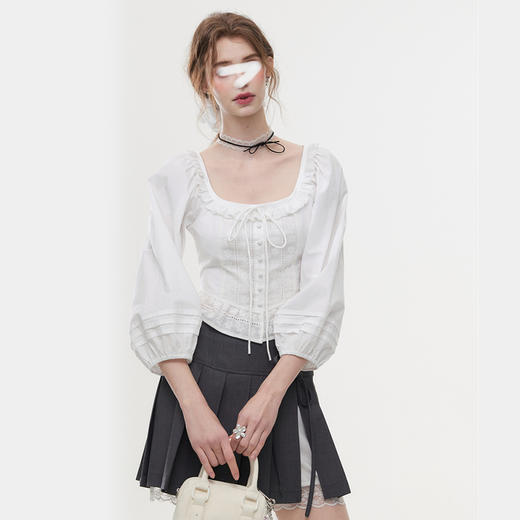 裁缝学苑AS535短款U领花边套头衬衫纸样女装收腰小衫打版裁剪 商品图5