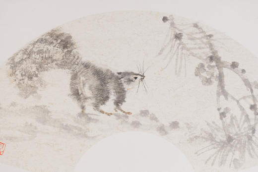 余国庆《觅秋》国画原作30CM*60CM 手绘卡纸扇面花鸟作品 商品图3