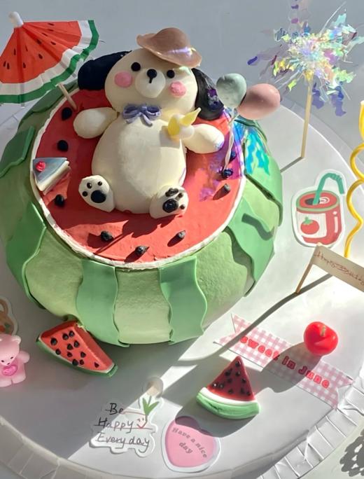 夏天的西瓜卡通小动物蛋糕-低糖处理无添加 商品图2