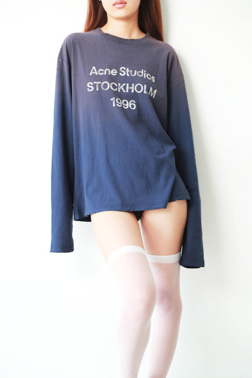 松弛感长袖tee，字母印花设计。做旧复古水洗情侣宽松长袖C071460 商品图9