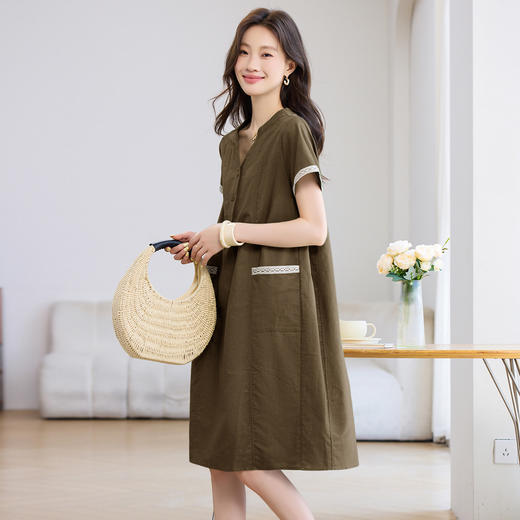 丁摩 棉质拼接花边短袖连衣裙N2577 商品图2
