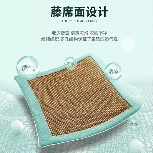 【买1送1，4色可选】夏季凉席艾绒坐垫 艾灸凉席两用款 深层渗透 自然凉感 足量艾绒填充 边坐边养护 藤席和艾绒可拆卸 拉链设计 40*40cm适合多数座椅 商品图2