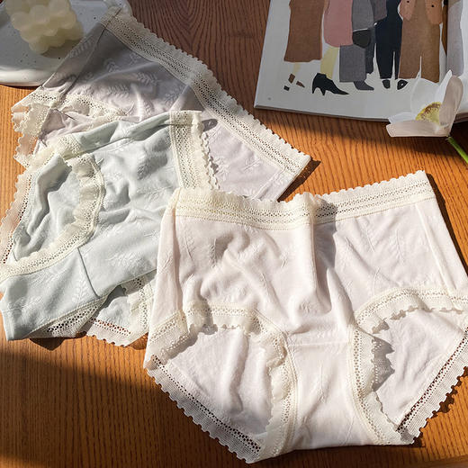 官网220+ 无尺码弹力 60支锦莫混纺3条装提花女士桑蚕丝真丝底裆内裤三角裤 商品图5