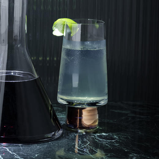 【Tom Dixon】TANK 铜圈装饰底玻璃高杯套装 (2件装) (食品接触用） 商品图0