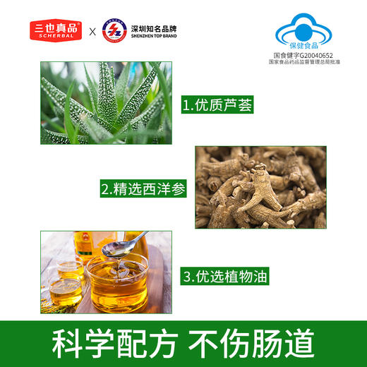 三也真品牌林大通软胶囊 1g/粒*10粒/盒  芦荟加西洋参 改善胃肠道功能（润肠通便） 商品图3