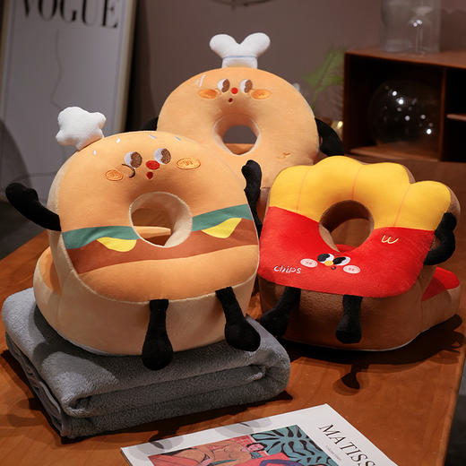 自然醒美食派对趣味冰豆豆双面午睡枕成人办公室午休抱枕小学生教室专用趴桌神器QYL 商品图9