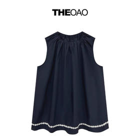 藏青无袖短裤套装