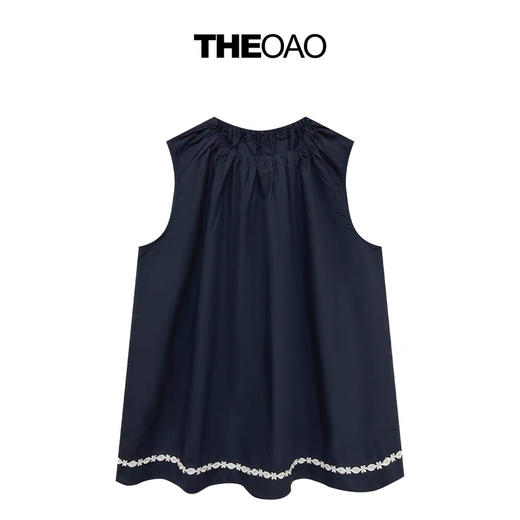 藏青无袖短裤套装 商品图0