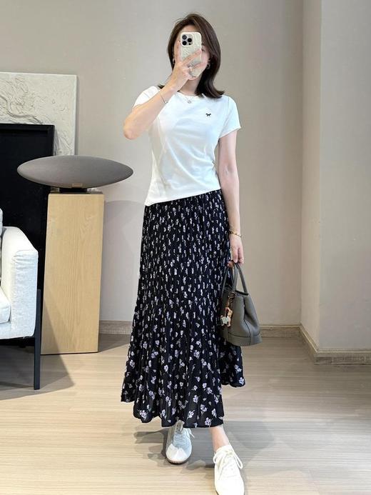 MIU感蝴蝶结刺绣正肩短袖修身显瘦T恤 商品图4