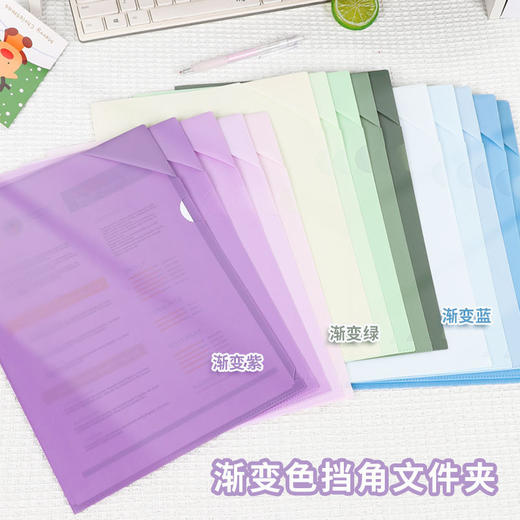 A4渐变单页文件夹试卷收纳袋透明插页L型防水单片夹a4收纳文件夹 商品图1