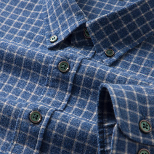 【100%精梳棉】圣得西2025秋季新款抗皱不易褪色磨毛格纹男士衬衫 商品图13