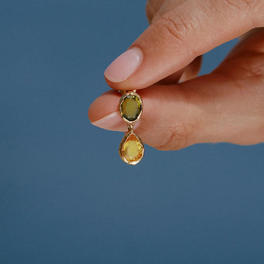 在途4周到｜Agapee-Pedra-黄绿色 水晶玻璃 耳环［法国设计师］ 商品图2