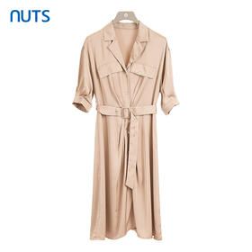 NUTS夏季新款纯色简约时尚气质高腰西装短袖连衣裙女421101056