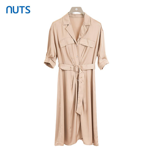 NUTS夏季新款纯色简约时尚气质高腰西装短袖连衣裙女421101056 商品图0