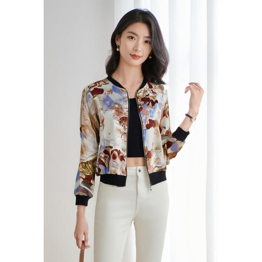 剩S/M/L/XL 米思阳2025年秋季新品活力棒球服撞色印花短外套3845 商品图1