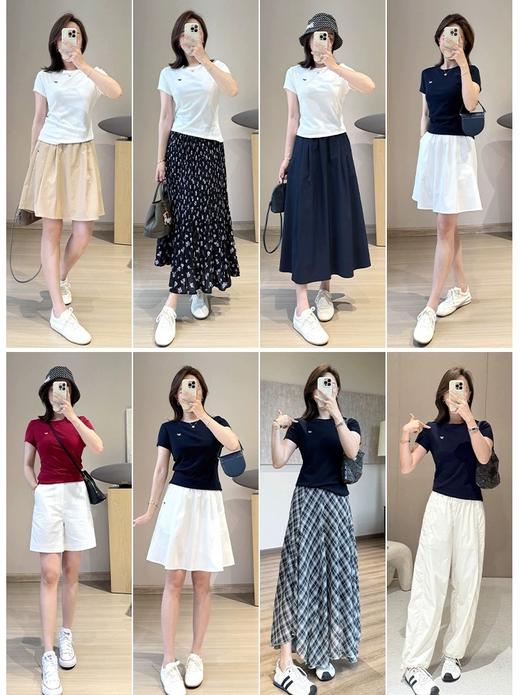 MIU感蝴蝶结刺绣正肩短袖修身显瘦T恤 商品图0