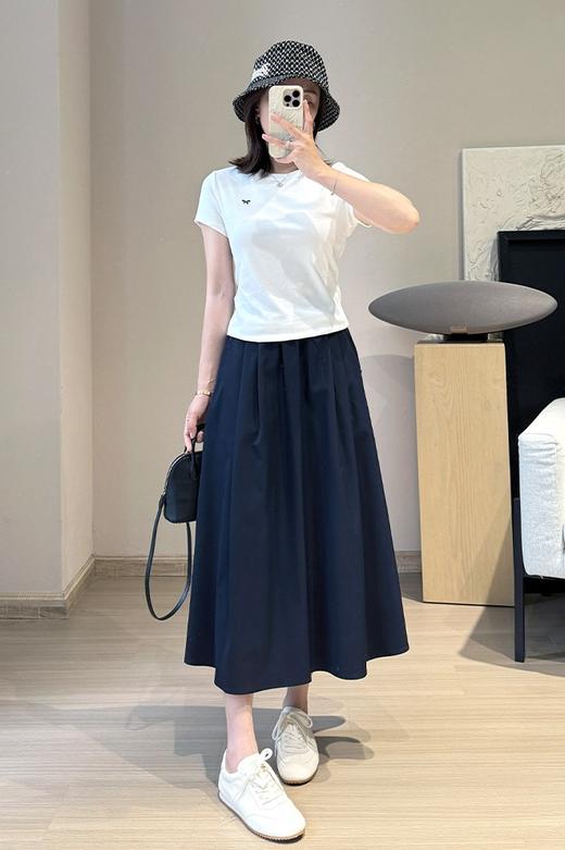 MIU感蝴蝶结刺绣正肩短袖修身显瘦T恤 商品图1