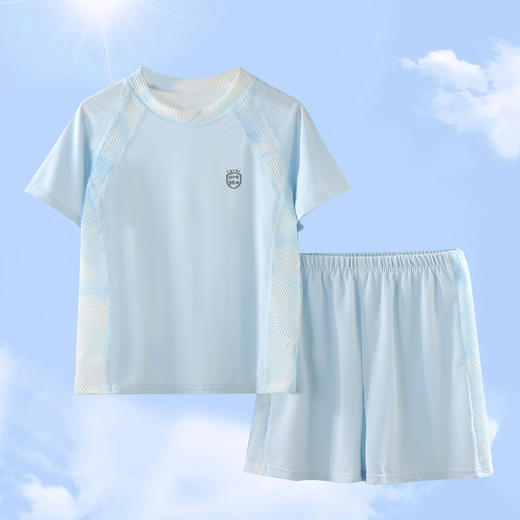 【潮童速干T恤套装，自然会呼吸~】儿童夏季运动套装 莱赛尔网面透气速干 男女宝宝户外短袖短裤-QA 商品图2