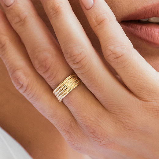 北京仓｜Agapee-MILA-线条 堆叠 戒指［法国设计师］ 商品图0