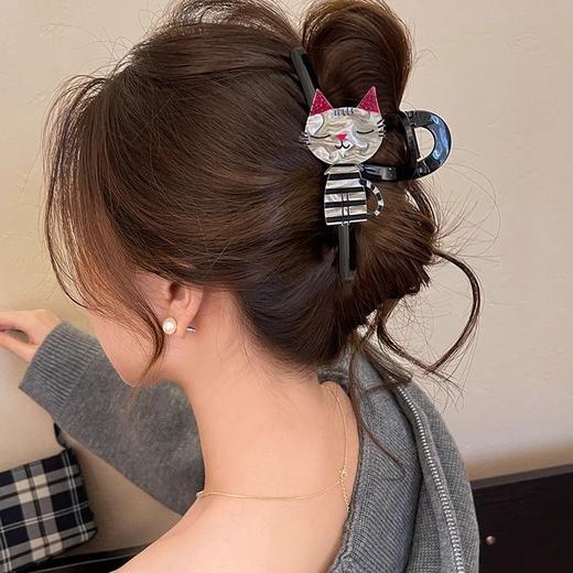 【9.9福利价❗可爱小猫发夹】点缀吸睛卡通小猫，软萌治愈，13cm超大号发量再多也夹的住，四季ins高级感鲨鱼夹后脑勺抓夹Q萌头饰QQ 商品图4
