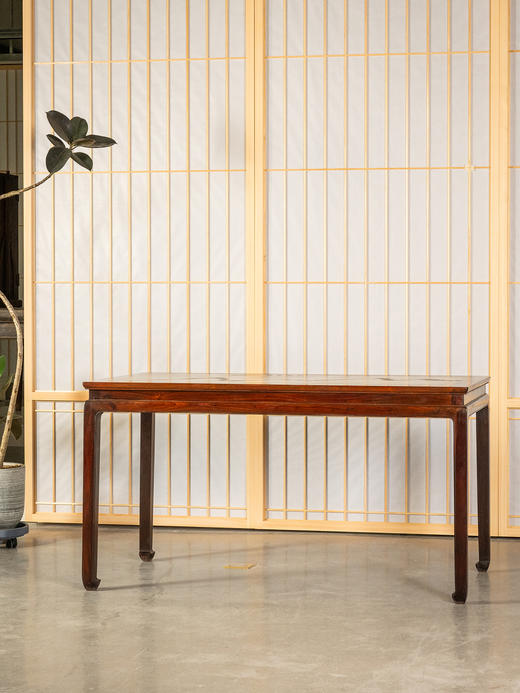 清	红木镶云石束腰马蹄腿画桌 商品图1