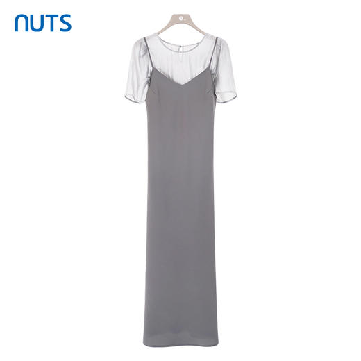NUTS商场同款夏季灰色简约气质宽松短袖连衣裙两件套423101050 商品图0
