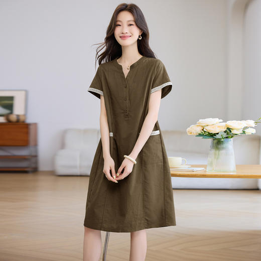 丁摩 棉质拼接花边短袖连衣裙N2577 商品图8