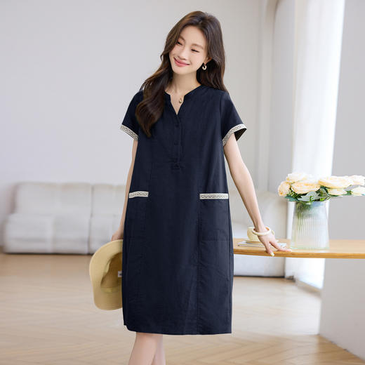 丁摩 棉质拼接花边短袖连衣裙N2577 商品图6