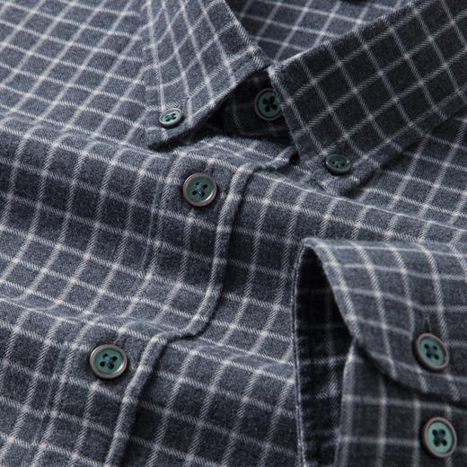 【100%精梳棉】圣得西2025秋季新款抗皱不易褪色磨毛格纹男士衬衫 商品图14