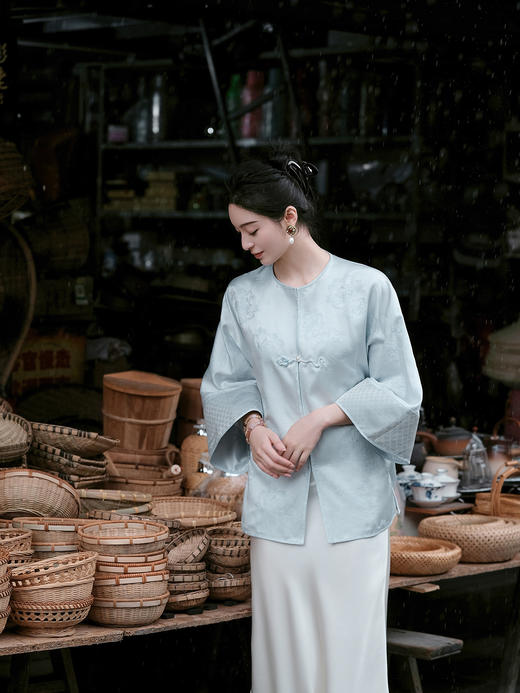 盛唐牡丹盛奢系列| 牡丹纹真丝拼西阵织外套 商品图1