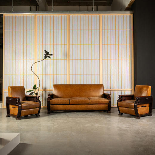 民国	红木海派软包沙发成套（一套三件） 商品图0