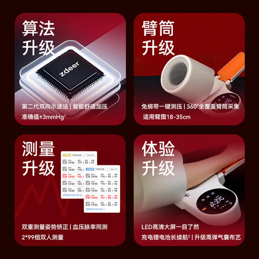 zdeer左点臂筒式电子血压计老人家用血压测量仪 商品图1