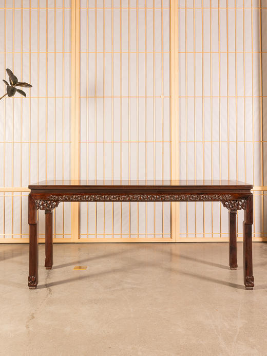 清	红木束腰三弯腿宝石花独板条桌 商品图1