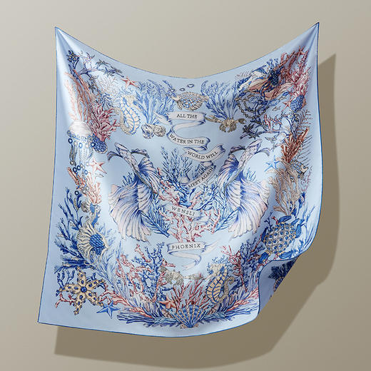 凤凰之家“海洋舞曲”88厘米双面印花大方巾 商品图4