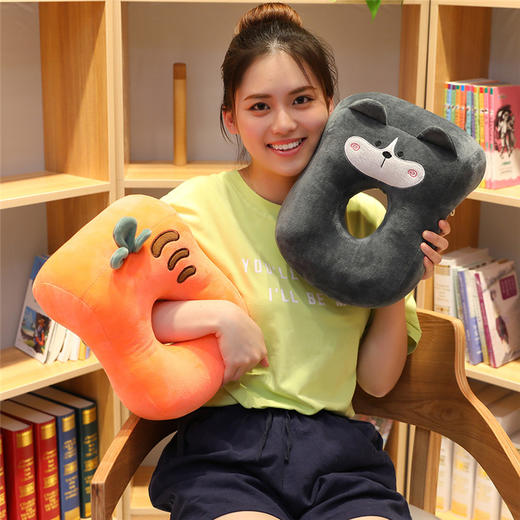 自然醒超柔水晶绒带孔PP棉午睡枕儿童午睡小学生桌上抱枕女生睡觉枕头QYL 商品图6