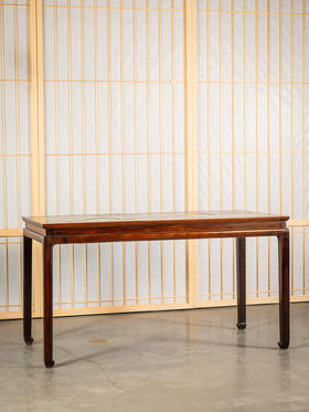 清	红木镶云石束腰马蹄腿画桌