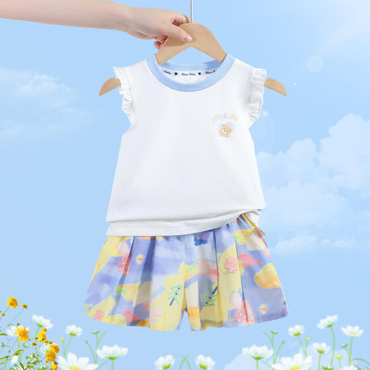 【清仓捡漏】【2件套】【90-140】【精典泰迪】女童夏款彩色背心套装 商品图2