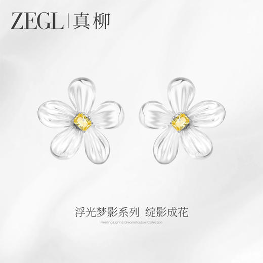ZEGL真柳设计师浮光梦影系列透明花朵耳钉女小众高级耳环夏日耳饰 商品图0