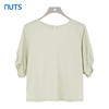 NUTS夏款气质通勤高级感桑蚕丝宽松圆领短袖套头衬衫女428013516 商品缩略图0