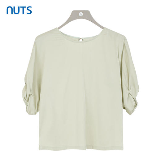 NUTS夏款气质通勤高级感桑蚕丝宽松圆领短袖套头衬衫女428013516 商品图0