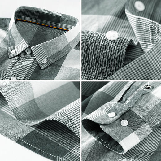 红览 纯棉男士长袖衬衫英伦格子百搭牛津纺衬衫2310 商品图3