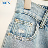 NUTS夏季新品时尚百搭破洞毛边设计感显瘦水洗牛仔短裤326111442 商品缩略图3