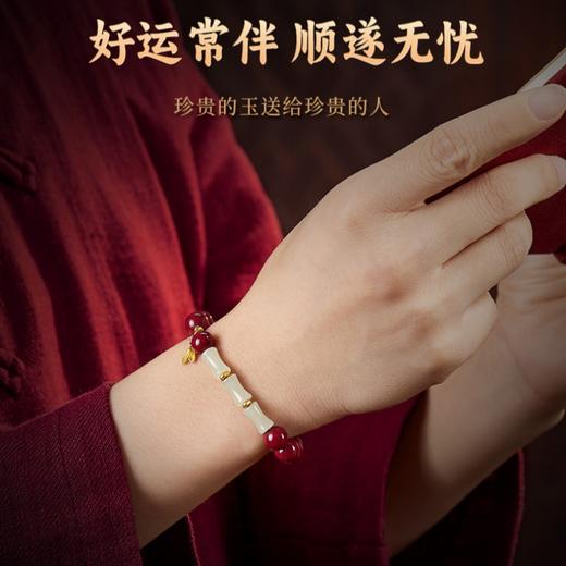 颗颗饱满【和田玉竹节朱砂手串】高含量 紫金砂 帝王砂 手感细腻光滑 寓意美好 时尚百搭 商品图4