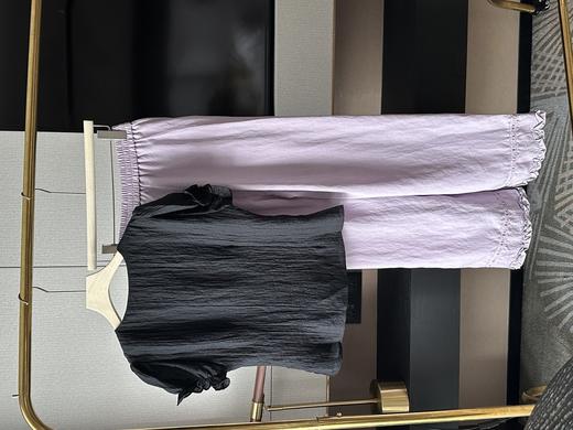 一眼沦陷的黑色上衣+紫色花边阔腿裤！ 商品图4