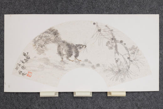 余国庆《觅秋》国画原作30CM*60CM 手绘卡纸扇面花鸟作品 商品图1