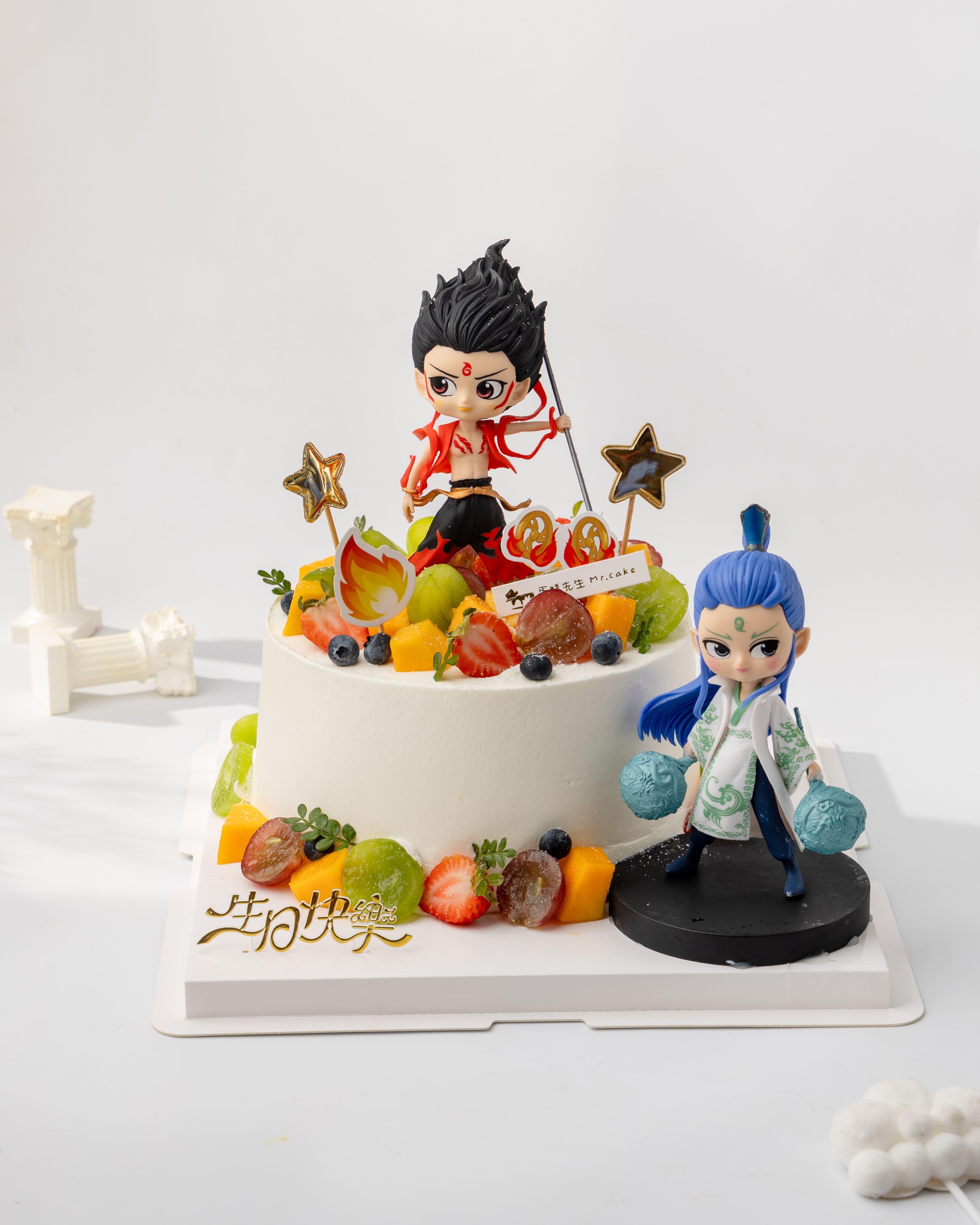 水果哪吒敖丙蛋糕（百分百进口动物奶油）